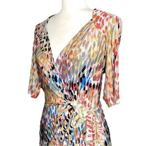 Multicolour motif wrap dress